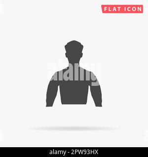 Silhouette uomo. Semplice simbolo nero piatto con ombra su sfondo bianco. Pittogramma di illustrazione vettoriale Illustrazione Vettoriale