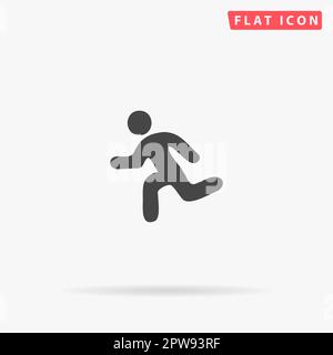 Uomo in corsa. Semplice simbolo nero piatto con ombra su sfondo bianco. Pittogramma di illustrazione vettoriale Illustrazione Vettoriale
