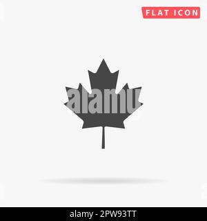 Semplice foglia di acero. Semplice simbolo nero piatto con ombra su sfondo bianco. Pittogramma di illustrazione vettoriale Illustrazione Vettoriale