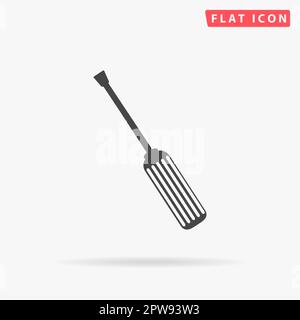 Cacciavite. Semplice simbolo nero piatto con ombra su sfondo bianco. Pittogramma di illustrazione vettoriale Illustrazione Vettoriale