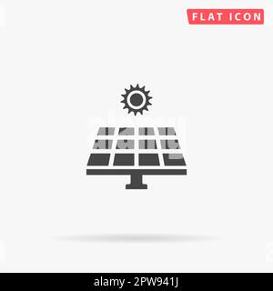 Pannello di energia solare. Semplice simbolo nero piatto con ombra su sfondo bianco. Pittogramma di illustrazione vettoriale Illustrazione Vettoriale