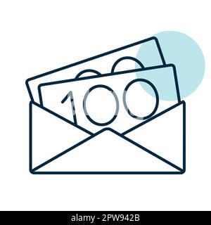 Busta aperta con icona vettore isolato di denaro Illustrazione Vettoriale