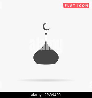 Cupola della moschea. Semplice simbolo nero piatto con ombra su sfondo bianco. Pittogramma di illustrazione vettoriale Illustrazione Vettoriale