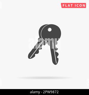 Tasti - strumento di sblocco. Semplice simbolo nero piatto con ombra su sfondo bianco. Pittogramma di illustrazione vettoriale Illustrazione Vettoriale