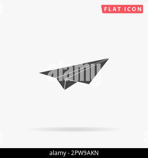 Piano carta. Semplice simbolo nero piatto con ombra su sfondo bianco. Pittogramma di illustrazione vettoriale Illustrazione Vettoriale