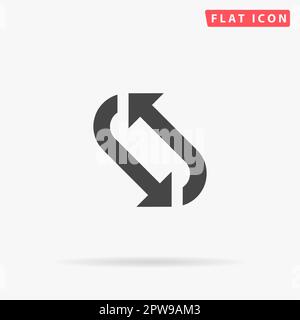 Freccia di ripetizione. Semplice simbolo nero piatto con ombra su sfondo bianco. Pittogramma di illustrazione vettoriale Illustrazione Vettoriale