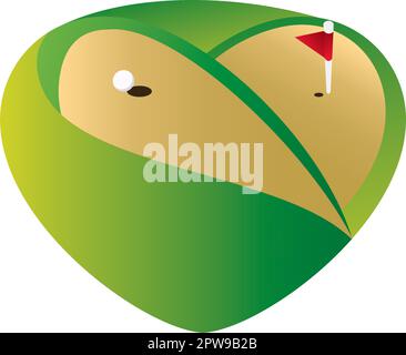 Campo da golf con buca e bandiera Illustrazione Vettoriale