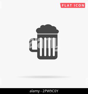 Tazza di birra semplice. Semplice simbolo nero piatto con ombra su sfondo bianco. Pittogramma di illustrazione vettoriale Illustrazione Vettoriale