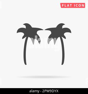 Due palme. Semplice simbolo nero piatto con ombra su sfondo bianco. Pittogramma di illustrazione vettoriale Illustrazione Vettoriale