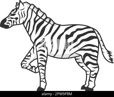 Illustrazione dettagliata del cavallo Zebra in piedi Illustrazione Vettoriale