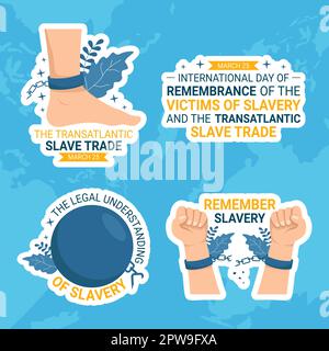 Ricordo delle vittime della schiavitù e Slave Trade Label Flat Cartoon modelli disegnati a mano sfondo Illustrazione Illustrazione Vettoriale