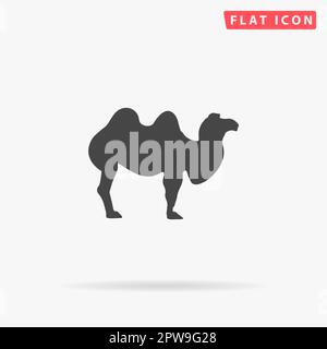 Cammello. Semplice simbolo nero piatto con ombra su sfondo bianco. Pittogramma di illustrazione vettoriale Illustrazione Vettoriale
