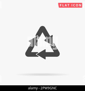 Riciclare. Semplice simbolo nero piatto con ombra su sfondo bianco. Pittogramma di illustrazione vettoriale Illustrazione Vettoriale