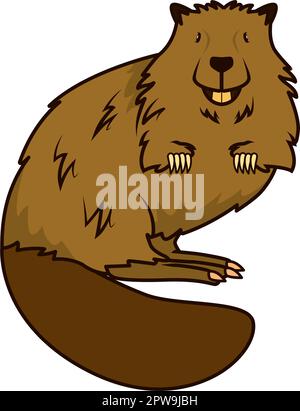 Beaver dettagliato con illustrazione del gesto in piedi Illustrazione Vettoriale