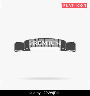 Nastro Premium. Semplice simbolo nero piatto con ombra su sfondo bianco. Pittogramma di illustrazione vettoriale Illustrazione Vettoriale