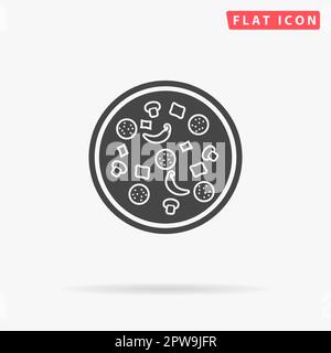 Pizza. Semplice simbolo nero piatto con ombra su sfondo bianco. Pittogramma di illustrazione vettoriale Illustrazione Vettoriale