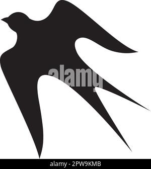 Semplice Flying Swallow Bird visualizzato con stile Silhouette Illustrazione Vettoriale