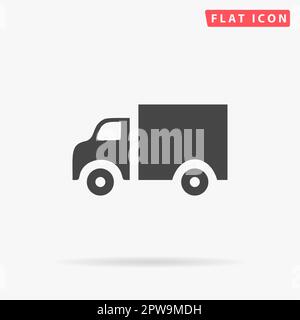 Camion. Semplice simbolo nero piatto con ombra su sfondo bianco. Pittogramma di illustrazione vettoriale Illustrazione Vettoriale