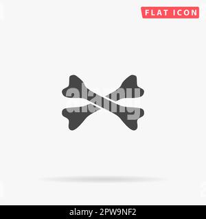 Due ossa. Semplice simbolo nero piatto con ombra su sfondo bianco. Pittogramma di illustrazione vettoriale Illustrazione Vettoriale