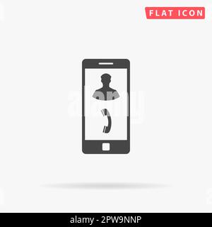 Chiamata in arrivo sul telefono vettore. Semplice simbolo nero piatto con ombra su sfondo bianco. Pittogramma di illustrazione vettoriale Illustrazione Vettoriale