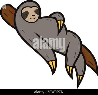 Sloth pigro con l'illustrazione di posa di sonno Illustrazione Vettoriale