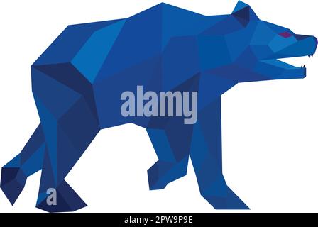 Orso camminante con Illustrazione poligonale di Gesture arrabbiato Illustrazione Vettoriale