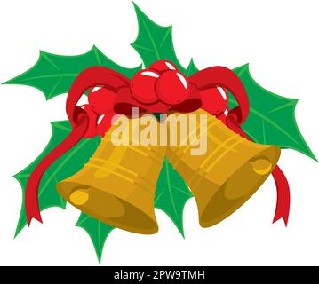 Natale Mistletoe con le campane Illustrazione Illustrazione Vettoriale