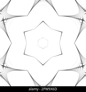 Arte mandala disegnata a mano con motivo di germogli floreali etnici. Pagina da colorare - kaindala, rilassamento spirituale per adulti, illustrazione vettoriale, isolato sopra Foto Stock