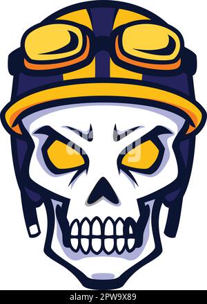 Cranio Rider o cranio indossare casco Moto Illustrazione Illustrazione Vettoriale