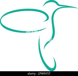 Hummingbird volante semplice e Colibri con stile Silhouette Illustrazione Vettoriale