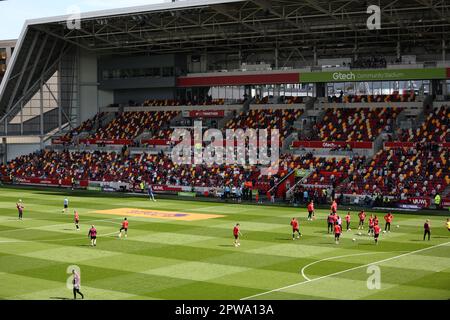 Londra, Regno Unito. 29th Apr, 2023. Pre-mach durante la partita della Premier League tra Brentford e Nottingham Forest al GTECH Community Stadium di Londra, Inghilterra, il 29 aprile 2023. Foto di Pedro Soares. Solo per uso editoriale, licenza richiesta per uso commerciale. Non è utilizzabile nelle scommesse, nei giochi o nelle pubblicazioni di un singolo club/campionato/giocatore. Credit: UK Sports Pics Ltd/Alamy Live News Foto Stock