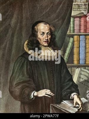 Ritratto di Philipp Jakob Spener (1635-1705), incisione teologica luterana tedesca, 1688 Foto Stock