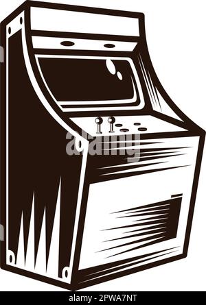 Arcade retro macchina di gioco illustrazione con stile Silhouette Illustrazione Vettoriale