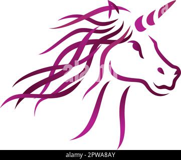 Illustrazione di Unicorn con stile Silhouette Illustrazione Vettoriale