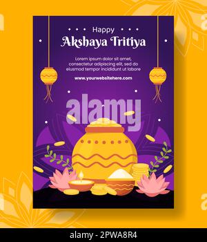 Akshaya Tritiya Festival Poster verticale Cartoon modelli disegnati a mano sfondo Illustrazione Illustrazione Vettoriale