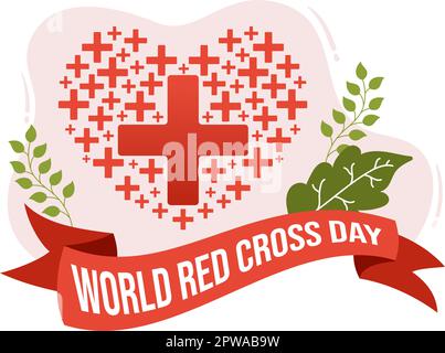 World Red Cross Day il 8 maggio Illustrazione alla salute medica e fornitura di sangue in mano disegnato per banner Web o modelli di landing page Illustrazione Vettoriale
