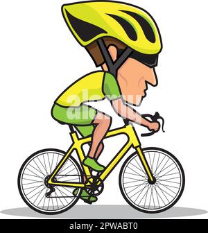 Bicicletta da corsa per ciclista con illustrazione della messa a fuoco e della gestazione di concentrazione Illustrazione Vettoriale