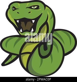 Serpente spaventoso con illustrazione di colore verde Illustrazione Vettoriale