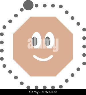 Forma a ottagono punteggiato per tracciare le linee per bambini di scuola materna e materna per la pratica di disegno Illustrazione Vettoriale