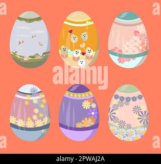 Un set di uova dipinte per Pasqua Illustrazione Vettoriale
