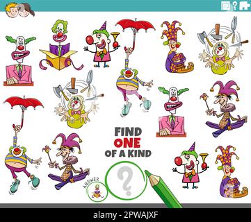 uno di un'operazione gentile con i clown divertenti del cartone animato Illustrazione Vettoriale