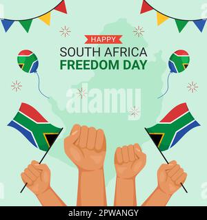 Happy South Africa Freedom Day Social Media background Illustrazione modelli disegnati a mano Illustrazione Vettoriale