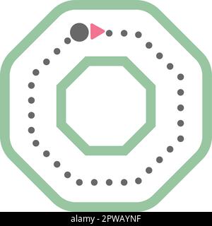 Forma a ottagono punteggiato per tracciare le linee per i bambini della scuola materna e materna per la pratica di disegno di matematica Illustrazione Vettoriale
