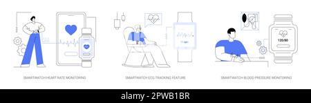 Smartwatch Healthcare presenta illustrazioni vettoriali di concetto astratto. Illustrazione Vettoriale