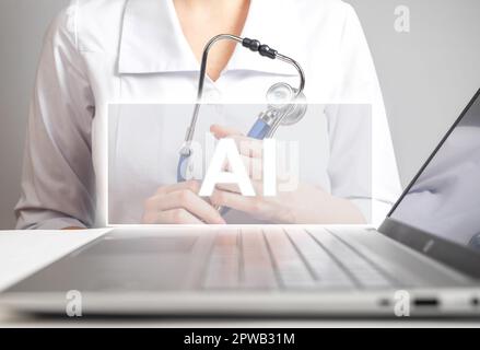 Intelligenza artificiale, intelligenza artificiale in medicina e concetto di assistenza sanitaria Foto Stock