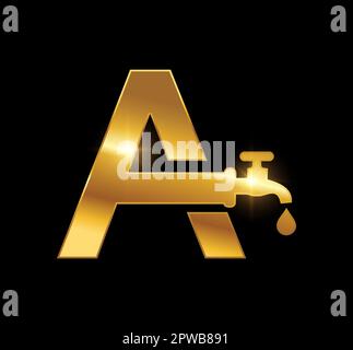 Lettera iniziale a del logo Golden Plumbing Illustrazione Vettoriale