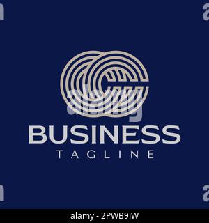 Vettore iniziale di progettazione del logo C CC. Logo con lettera CC Luxury Line. Illustrazione Vettoriale