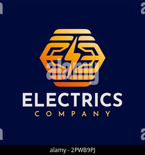 Lettera elettrica arancione EE logo vettore di design. Logo e EE iniziale moderno Thunder Illustrazione Vettoriale