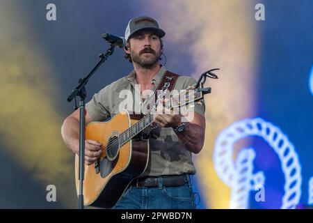 Indio, Stati Uniti. 28th Apr, 2023. Riley Green durante il festival musicale Stagecoach all'Empire Polo Club il 28 aprile 2023, a Indio, California (Photo by Daniel DeSlover/Sipa USA) Credit: Sipa USA/Alamy Live News Foto Stock