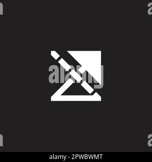 triangolo freccia su strisce swoosh logo vettore Illustrazione Vettoriale